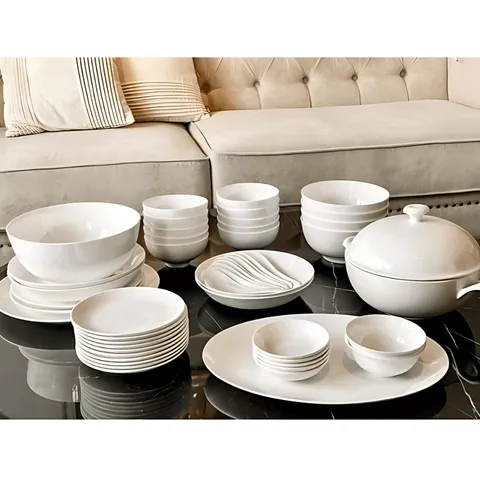 Bộ Dụng Cụ Bát Sứ Imperial 50 Món Trắng Cao Cấp - Bát Đĩa Chất Lượng An Toàn cho Gia Đình