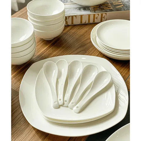 Bộ Dụng Cụ Bát Sứ Imperial 50 Món Trắng Cao Cấp - Bát Đĩa Chất Lượng An Toàn cho Gia Đình