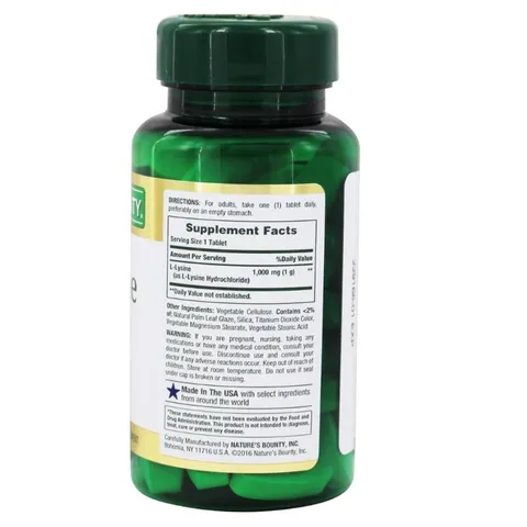 Viên uống bổ sung L-Lysine Nature’s Bounty 1000mg Mỹ - 60 viên hỗ trợ sức khỏe, đẹp da, dinh dưỡng cho người lớn