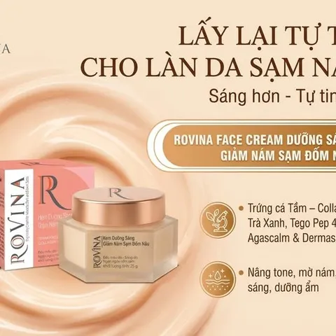 Kem Dưỡng Sáng Rovina 25g - Giảm Nám, Mờ Đốm Nâu, Làm Đều Màu Da Tươi Sáng, Dưỡng Ẩm Tự Nhiên