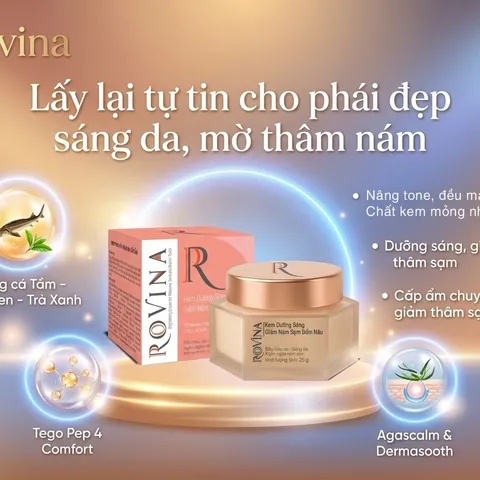 Kem Dưỡng Sáng Rovina 25g - Giảm Nám, Mờ Đốm Nâu, Làm Đều Màu Da Tươi Sáng, Dưỡng Ẩm Tự Nhiên