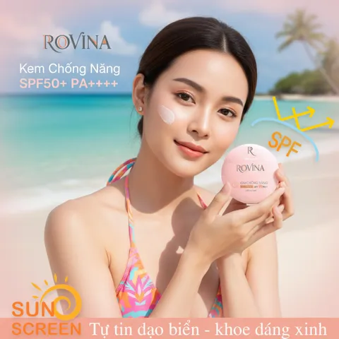 Kem Chống Nắng ROVINA SPF50+ PA++++ – Bảo Vệ Da Tối Ưu, Ngăn Ngừa Tác Hại Tia UV, Kết Cấu Nhẹ Nhàng Dễ Thẩm Thấu, Phù Hợp Mọi Hoạt Động Ngoài Trời