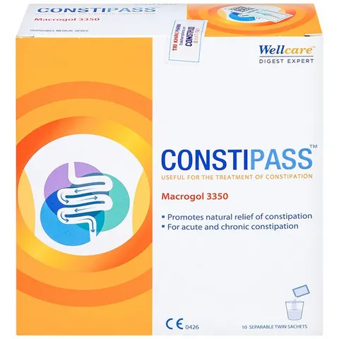 Bột Nhuận Tràng Constipass Wellcare - Hỗ Trợ Tiêu Hóa Dễ Dàng, Dành Cho Trẻ Từ 6 Tháng Trở Lên (Hộp 20 Gói)