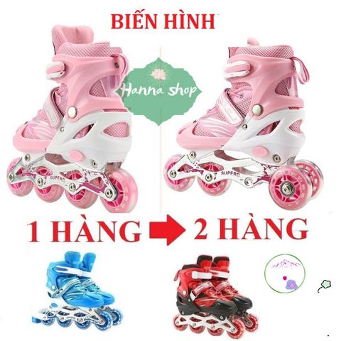 Giày trượt patin trẻ em đa năng - Điều chỉnh kích cỡ, bánh phát sáng, tặng bảo vệ chân tay và mũ - Sản phẩm chính hãng tại Hanna shop