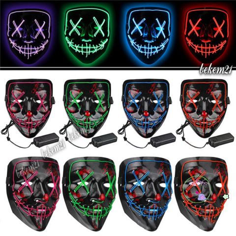 Mặt Nạ LED Phát Sáng Halloween 10 Màu - Hóa Trang Jason & Jabbawockeez, Mặt Nạ Kinh Dị, Cosplay Dành Cho Dịp Lễ Hội