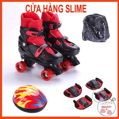 Giày Patin Trượt 4 Bánh 2 Hàng An Toàn Kèm Bảo Hộ Chân Tay - Kiểu Dáng Trẻ Trung, Chắc Chắn, Dành Cho Trẻ Em