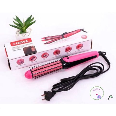 Lược Điện Nova 3 Trong 1 NHC-8890 - Thiết Bị Làm Xoăn, Uốn Phồng và Sấy Cúp Thời Trang Màu Hồng