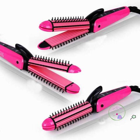 Lược Điện Nova 3 Trong 1 NHC-8890 - Thiết Bị Làm Xoăn, Uốn Phồng và Sấy Cúp Thời Trang Màu Hồng