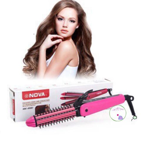 Lược Điện Nova NHC-8890 3 Trong 1 - Máy Làm Tóc Uốn Xoăn, Sấy Nhanh An Toàn, Chất Lượng Cao, Màu Hồng