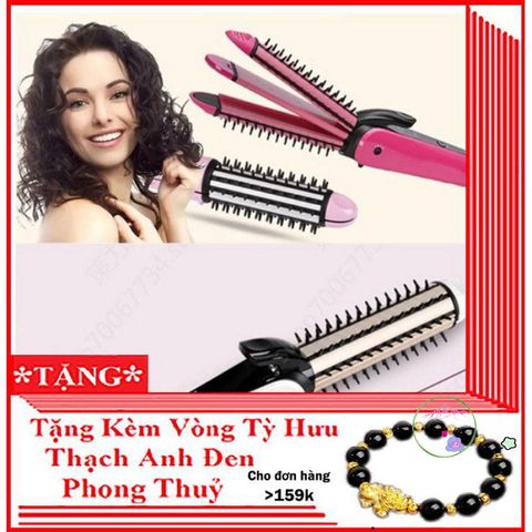 Lược Điện Đa Năng NOVA NHC-8890 - 3 Trong 1 Uốn Xoăn, Duỗi Thẳng, Dập Xù An Toàn Cho Tóc - Thiết Kế Nhỏ Gọn, Tiện Lợi