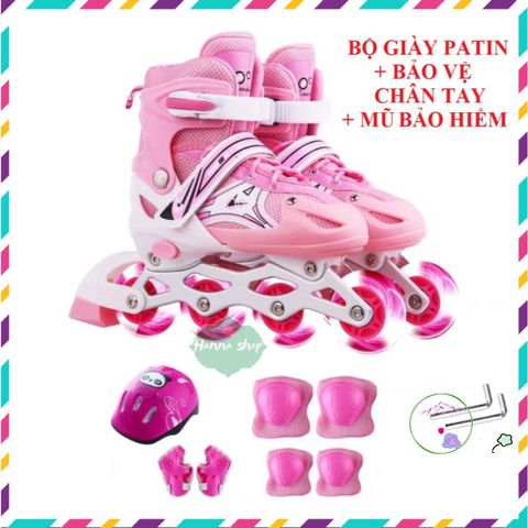 Giày Patin Trẻ Em Cao Cấp Có Thể Điều Chỉnh Size, Đèn Flash, Bộ Bảo Vệ Toàn Diện - Giày Trượt An Toàn Cho Bé 3-12 Tuổi