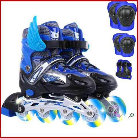 Giày Patin Thể Thao Đa Năng Có Thể Điều Chỉnh Size cho Trẻ Em và Người Lớn - Tặng Kèm Cánh Bảo Vệ An Toàn