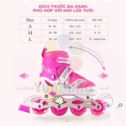 Giày Trượt Patin An Toàn Cho Trẻ Em Kèm Bộ Bảo Hộ - Size S, M, L - Chắc Chắn, An Toàn, Thể Thao Mạo Hiểm