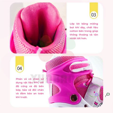 Giày Trượt Patin An Toàn Cho Trẻ Em Kèm Bộ Bảo Hộ - Size S, M, L - Chắc Chắn, An Toàn, Thể Thao Mạo Hiểm