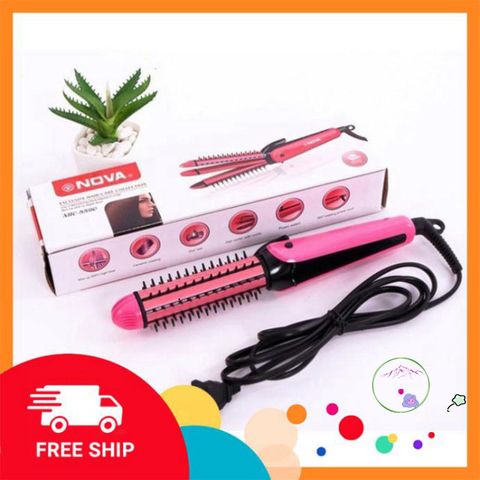 Máy Làm Tóc Nova NHC-8890 - Đa Năng 3 Trong 1 Uốn Duỗi Xoăn Phồng, Thiết Kế Hiện Đại Màu Hồng, Bảo Hành 3 Tháng