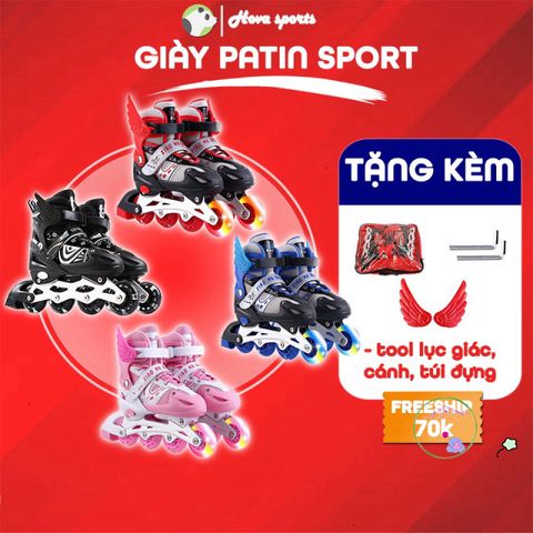Giày Patin Điều Chỉnh Kích Thước Cho Trẻ Em & Người Lớn - Thể Thao, Đồ Chơi, Cánh Hỗ Trợ Trượt Mượt Mà, Nhiều Màu Sắc