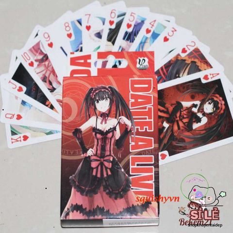 Bộ Bài Tây Anime Date A Live KURUMI - 54 Lá Thẻ Hình Nhân Vật Đáng Yêu Yoshino, Kurumi, Tohka - Quà Tặng Cho Fan Anime