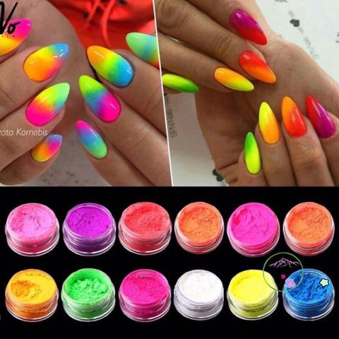 Bột Dạ Quang MANGO Nail Supply - Set Phối Màu Sơn Gel Thích Hợp Dùng Trong Nail Art, Giao Hàng Toàn Quốc