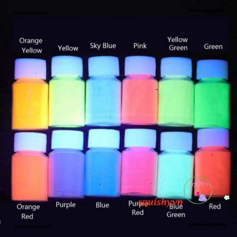 Hũ Bột Dạ Quang Resin - 12 Màu Sắc Nhuộm Trang Sức Phát Sáng Trong Tối, Chất Lượng Cao, Dễ Sử Dụng