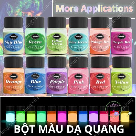 Bộ 12 Màu Bột Dạ Quang Phát Sáng Trong Tối - Phụ Kiện Resin Handmade Trang Sức Nghệ Thuật Sáng Lấp Lánh