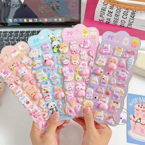 Miếng Dán Hoạt Hình Kawaii 3D - Trang Trí Điện Thoại Ngộ Nghĩnh, Quà Tặng Vui Nhộn, Thiết Kế Độc Đáo và Chất Liệu An Toàn