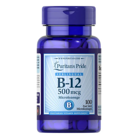 Viên Uống Bổ Sung Vitamin B12 Puritan's Pride 500mcg - Hỗ Trợ Máu, Tăng Cường Trí Não, 100 Viên, Dễ Uống, Mỹ