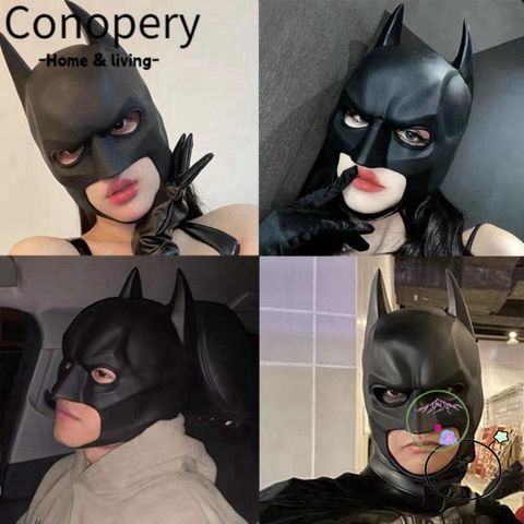 Mũ Cao Su Người Dơi Đen Cosplay - Phụ Kiện Hóa Trang Bền Bỉ Cho Halloween, Đạo Cụ Chất Lượng Cao, Unisex