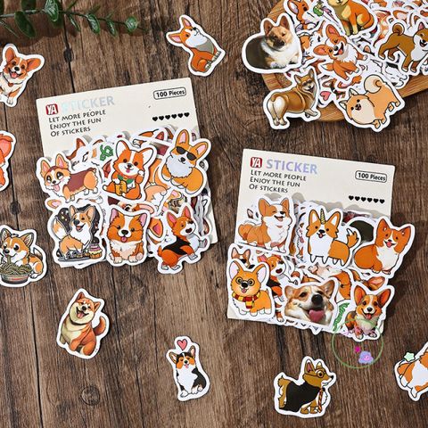Bộ Sticker Chó Corgi Mông Bự Cute Chống Nước - Hình Dán Đa Dạng 5/20/40/100 Cái Cho Laptop, Mũ Bảo Hiểm, Vali