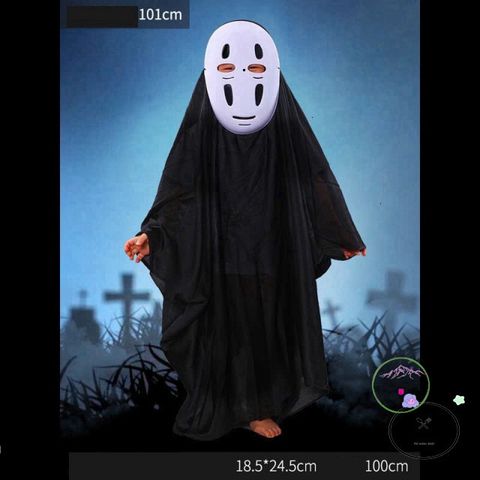 Bộ trang phục Vô Diện Halloween - Áo choàng đen, mặt nạ và găng tay đầy đủ phụ kiện cho lễ hội hóa trang ấn tượng
