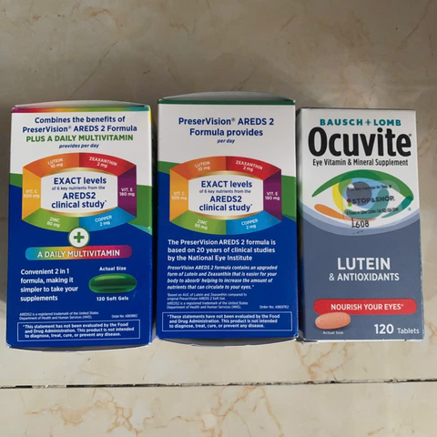 Thực Phẩm Bảo Vệ Sức Khỏe Mắt PreserVision AREDS 2 - Lutein, Zeaxanthin, Vitamin, 120 Viên Hỗ Trợ Thị Lực và Bảo Vệ Mắt
