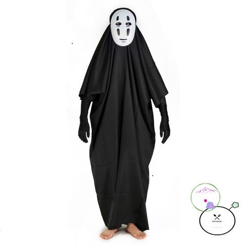 Bộ Hóa Trang Vô Diện Đen - Áo Choàng, Mặt Nạ và Găng Tay Dành Cho Halloween - Trang Phục Cosplay Chất Lượng Cao