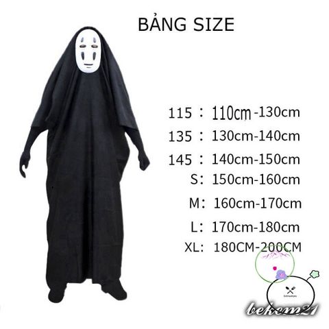 Bộ Đồ Hóa Trang Kaonashi Ma Vô Diện - Bộ Áo Choàng & Mặt Nạ Anime Hayao Miyazaki Cho Trẻ Em & Người Lớn, Đồ Cosplay Thời Thượng