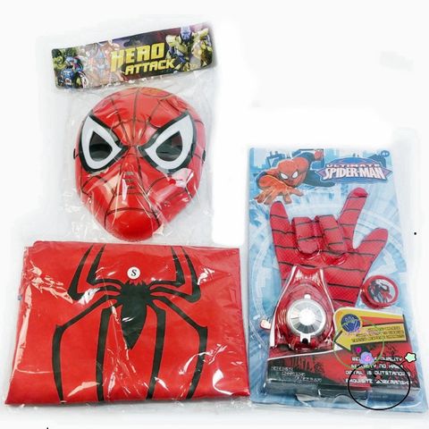 Bộ Hóa Trang Halloween 5 Món Người Nhện - Mặt Nạ, Áo Choàng & Găng Tay Cho Bé Siêu Anh Hùng, Chất Liệu Satin Mềm Mại, Đồ Chơi Cosplay
