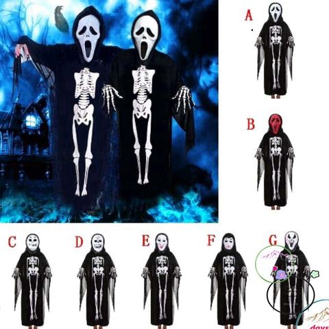 Áo choàng Halloween kèm mũ - Bộ trang phục hóa trang đầu lâu, xương, dơi, ma cà rồng - Phong cách Châu Âu ấn tượng