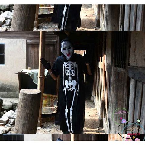 Áo choàng Halloween kèm mũ - Bộ trang phục hóa trang đầu lâu, xương, dơi, ma cà rồng - Phong cách Châu Âu ấn tượng