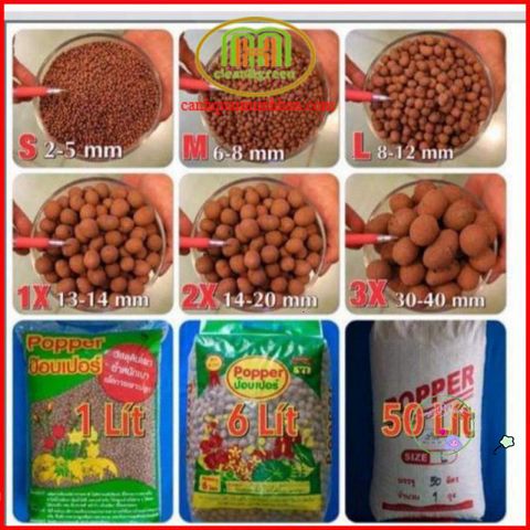 Viên Đất Nung Thái Popper 1L - Sỏi Nhẹ Chuyên Dụng Trồng Xương Rồng, Lan, Cây Sứ và Cây Cảnh Khác