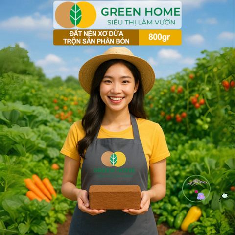 Đất Nén Hữu Cơ GreenHome 800gr - Viên Nén Phân Bón Tăng Trưởng Rau Hoa, Nở Gấp 5 Lần, Tiện Lợi, Tái Sử Dụng