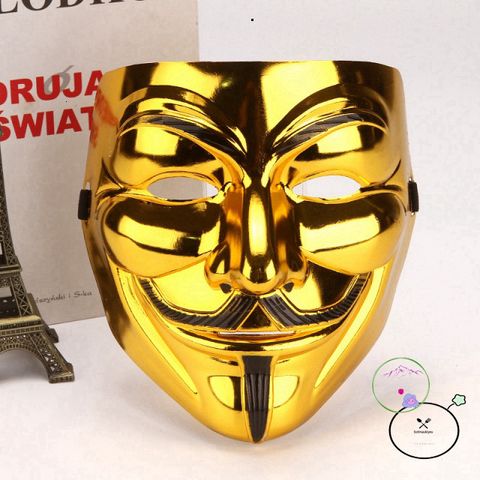 Mặt Nạ Hacker Anonymous Lộng Lẫy - Phụ Kiện Thời Trang Cosplay & Halloween Màu Vàng, Bạc, Đen, Trắng, Chất Liệu Bền Chắc