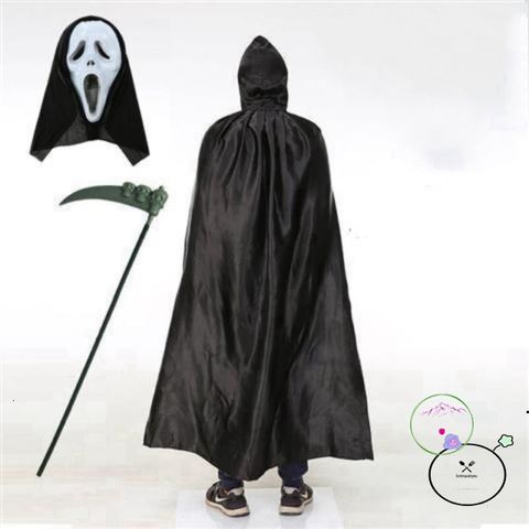 Bộ đồ Halloween Thần Chết - Áo Choàng, Mặt Nạ & Lưỡi Hái Cho Tiệc Hóa Trang, Phụ Kiện Độc Đáo