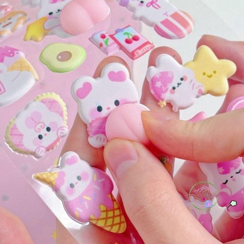 Miếng Dán Hoạt Hình Gấu Thỏ Đáng Yêu - Trang Trí Cốc Nước và Đồ Chơi Thủ Công Cho Trẻ Em, Dễ Thương và Sáng Tạo