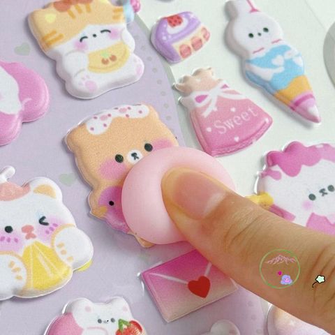 Miếng Dán Hoạt Hình Gấu Thỏ Đáng Yêu - Trang Trí Cốc Nước và Đồ Chơi Thủ Công Cho Trẻ Em, Dễ Thương và Sáng Tạo