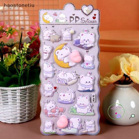 Hình Dán 3D Mềm Mại Hình Thỏ, Gấu, Chó Dễ Thương - Phụ Kiện Trang Trí Sổ, Cốc, Laptop Chất Lượng Cao