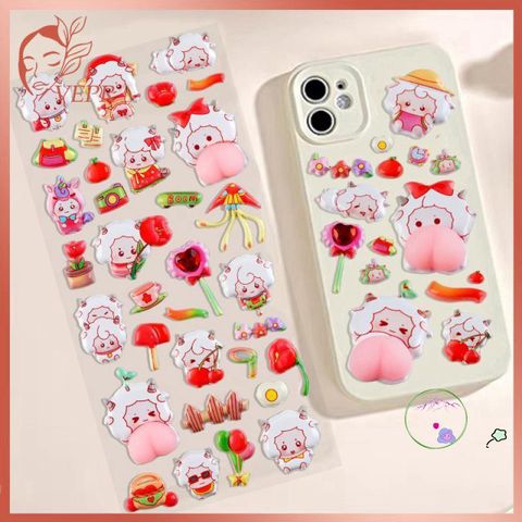 Hình Dán 3D Hoạt Hình Cừu Con Dễ Thương - Dán Trang Trí Điện Thoại DIY Chất Lượng Cao, Quà Tặng Dễ Thương Cho Bé Gái