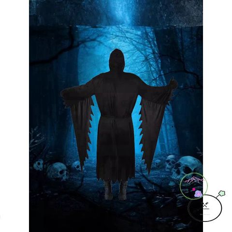 Bộ trang phục Thần Chết huyền bí kèm mặt nạ Halloween cho người lớn - Áo dài, găng tay, chất liệu polyester, Cosplay lễ hội