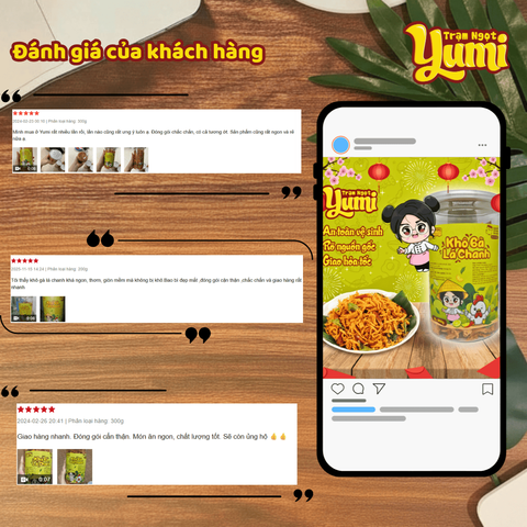Khô Gà Lá Chanh Yumi - Đồ Ăn Vặt Hảo Hạng Xé Sợi Chua Cay Thơm Ngon An Toàn - 200g/300g
