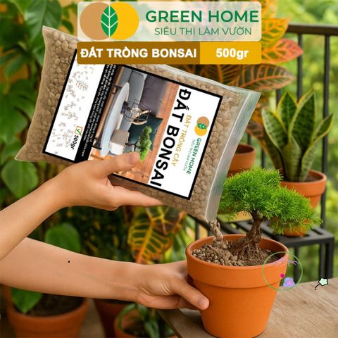 Đất Trồng Bonsai GreenHome 500Gr - Khả Năng Giữ Ẩm Tối Ưu, Thoáng Khí Tự Nhiên, Phát Triển Rễ Mạnh Mẽ Cho Cây Cảnh