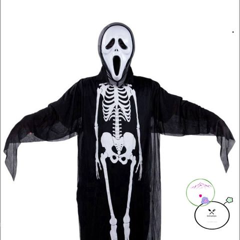 Bộ đồ hóa trang Thần chết cho trẻ em - Áo bộ xương và mặt nạ Halloween, kích thước 80-120cm - Đồ hóa trang độc đáo
