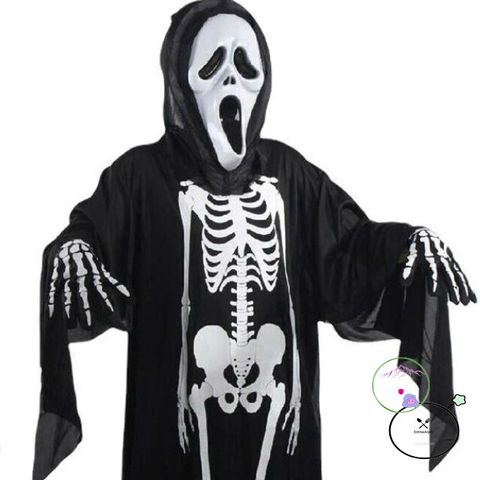 Bộ trang phục Thần Chết Halloween - Áo xương và mặt nạ ma quái cho lễ hội hóa trang ấn tượng