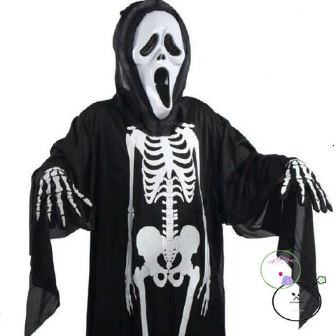 Bộ trang phục Thần Chết Halloween - Áo xương và mặt nạ ma quái cho lễ hội hóa trang ấn tượng