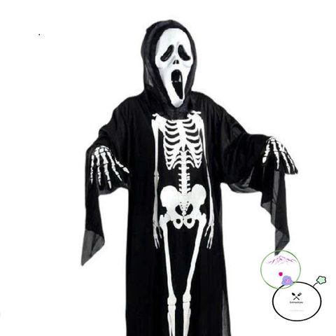 Bộ trang phục Thần Chết Halloween - Áo xương và mặt nạ ma quái cho lễ hội hóa trang ấn tượng